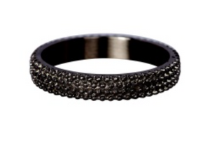 Bague anneau recouvrant " Caviar " Noire  - Ixxxi