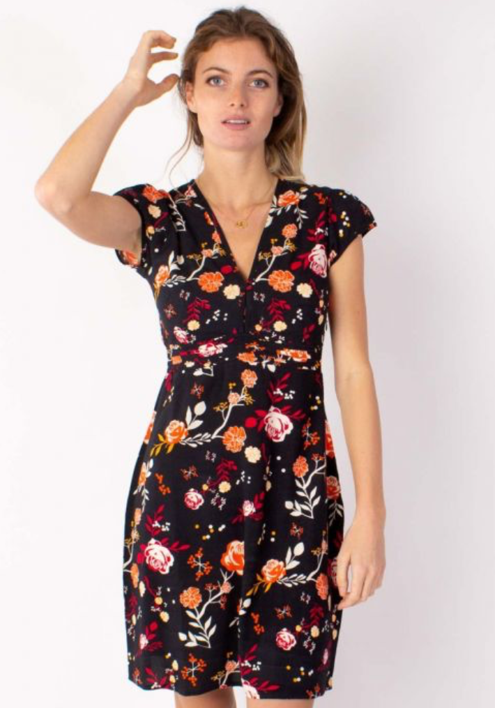 Robe courte Noire fleurie Tania – lessecretsdelisa