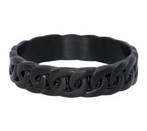 Bague anneau recouvrant " Curb chain " Noir  - Ixxxi
