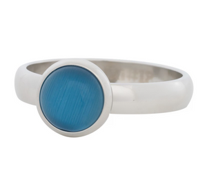 Bague anneau recouvrant pierre " Oeil de chat Bleu " Argenté - Ixxxi