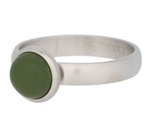 Bague anneau recouvrant pierre " Olive Mat " Argenté - Ixxxi