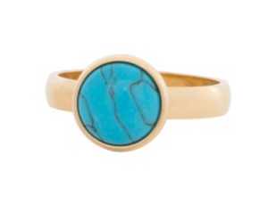 Bague anneau recouvrant pierre " Turquoise Marbré " Doré - Ixxxi