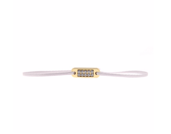 Bracelet Gris mini-plaque dorée ornée de Swarovski  - Les interchangeables