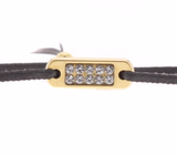 Bracelet Gris Anthracite mini-plaque dorée ornée de Swarovski  - Les interchangeables