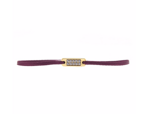 Bracelet Lie de vin mini-plaque dorée ornée de Swarovski  - Les interchangeables