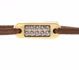 Bracelet Marron mini-plaque dorée ornée de Swarovski  - Les interchangeables