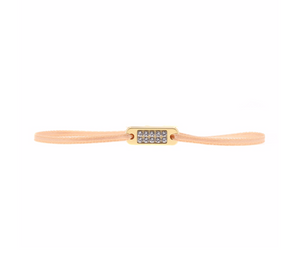 Bracelet Saumon mini-plaque dorée ornée de Swarovski  - Les interchangeables