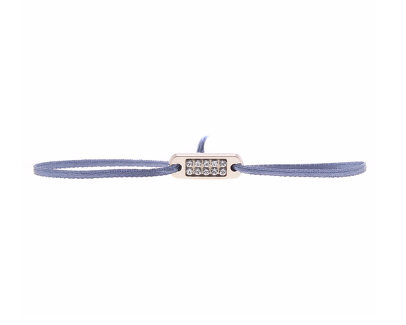 Bracelet Bleu-Jeans mini-plaque dorée ornée de Swarovski  - Les interchangeables