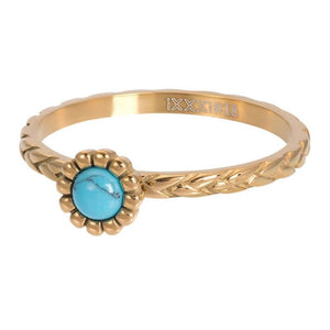 Bague anneau couvrant " Inspired Turquoise "  Doré  - Ixxxi