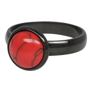 Bague anneau recouvrant pierre " Rouge " Noir - Ixxxi