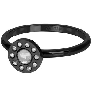 Bague anneau couvrant " Circle Diamond "  noire  - Ixxxi