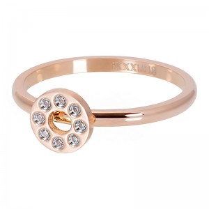 Bague anneau recouvrant  "Cercle plat avec pierres" Rose Gold - Ixxxi