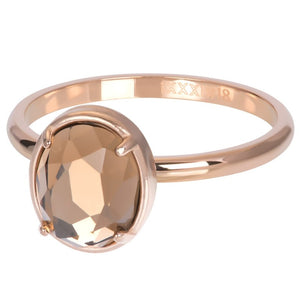 Bague anneau couvrant " Glam Oval Champagne "  Rose  - Ixxxi