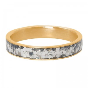 Bague anneau couvrant glitter " Confetti " Dorée  - Ixxxi