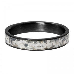 Bague anneau couvrant glitter " Confetti " Noire  - Ixxxi