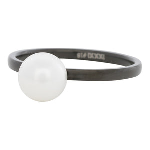 Bague anneau recouvrant " Perle Blanche " Noir - Ixxxi