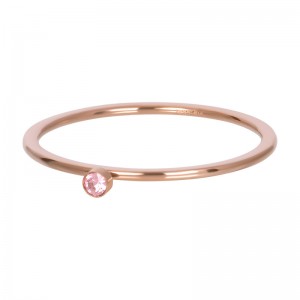 Bague anneau couvrant " Solitaire " pierre Rose en acier Rose Gold  - Ixxxi