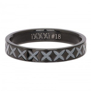 Bague anneau recouvrant " X Line " Noir- Ixxxi